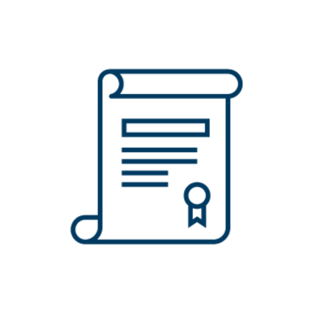 Diplom Symbol einer Urkunde mit Textzeilen und einem Siegel