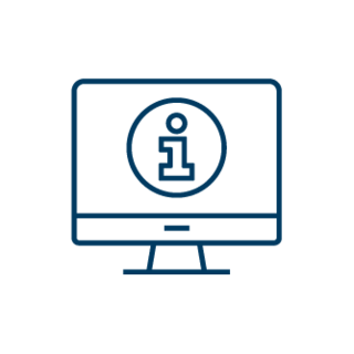 Symbol eines Computerbildschirms mit einem Informationszeichen